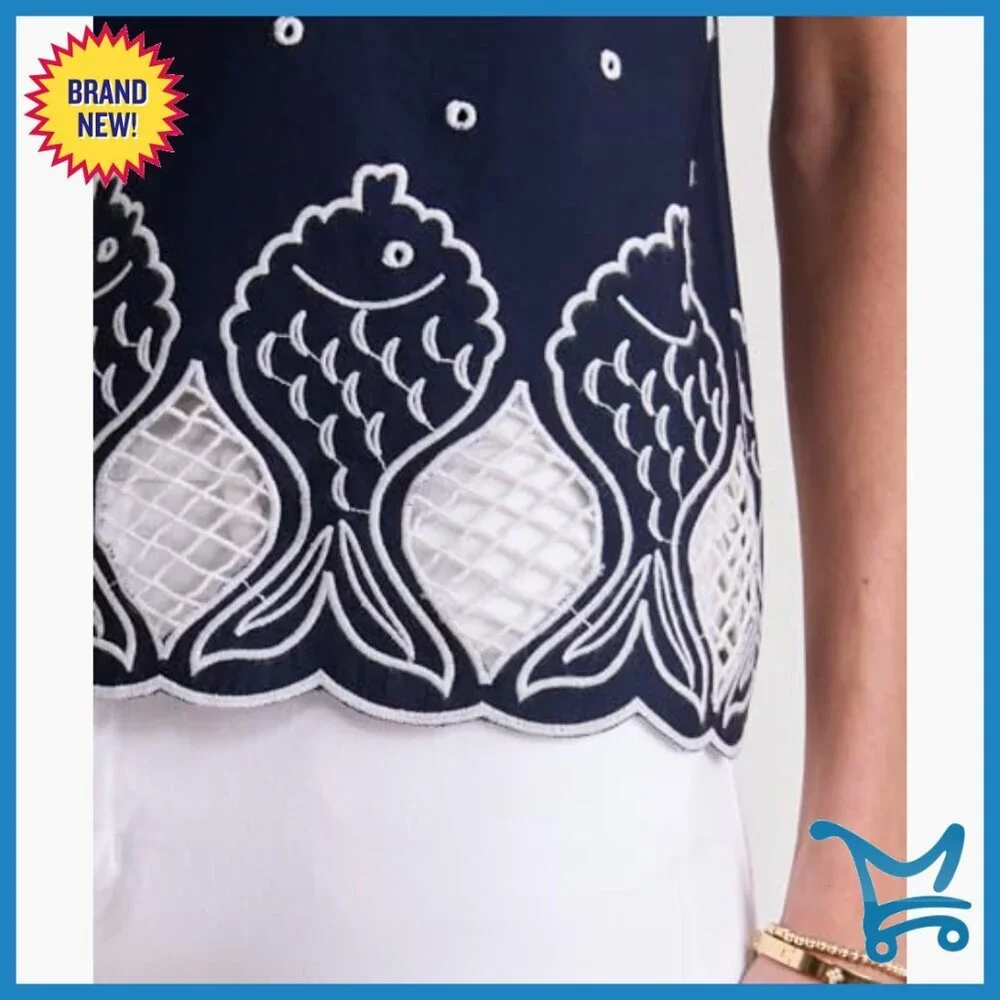 Eyelet Halter Top, Cotton Spandex, Regular Fit, Sleeveless